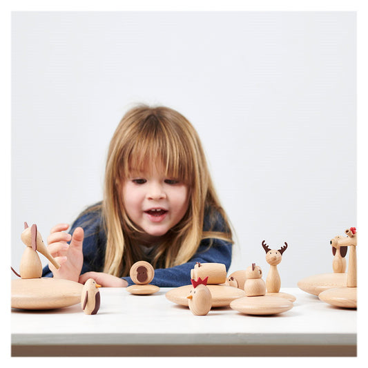 Animal Friends, set 10 animalute din lemn, Tickit