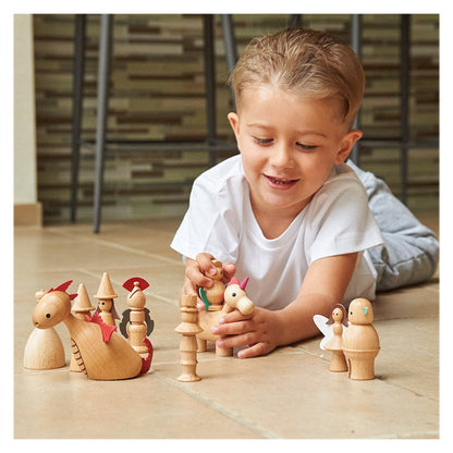 Lumea Basmelor, set 10 figurine din lemn, Tickit
