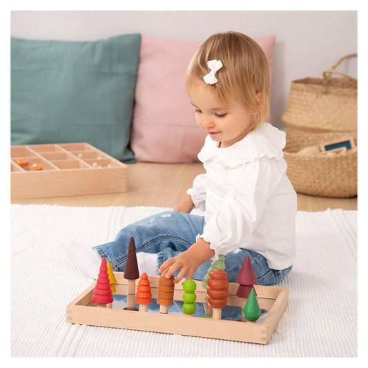 Woodland Trees, set 10 copaci colorati din lemn, Tickit