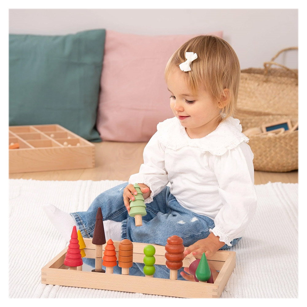 Woodland Trees, set 10 copaci colorati din lemn, Tickit