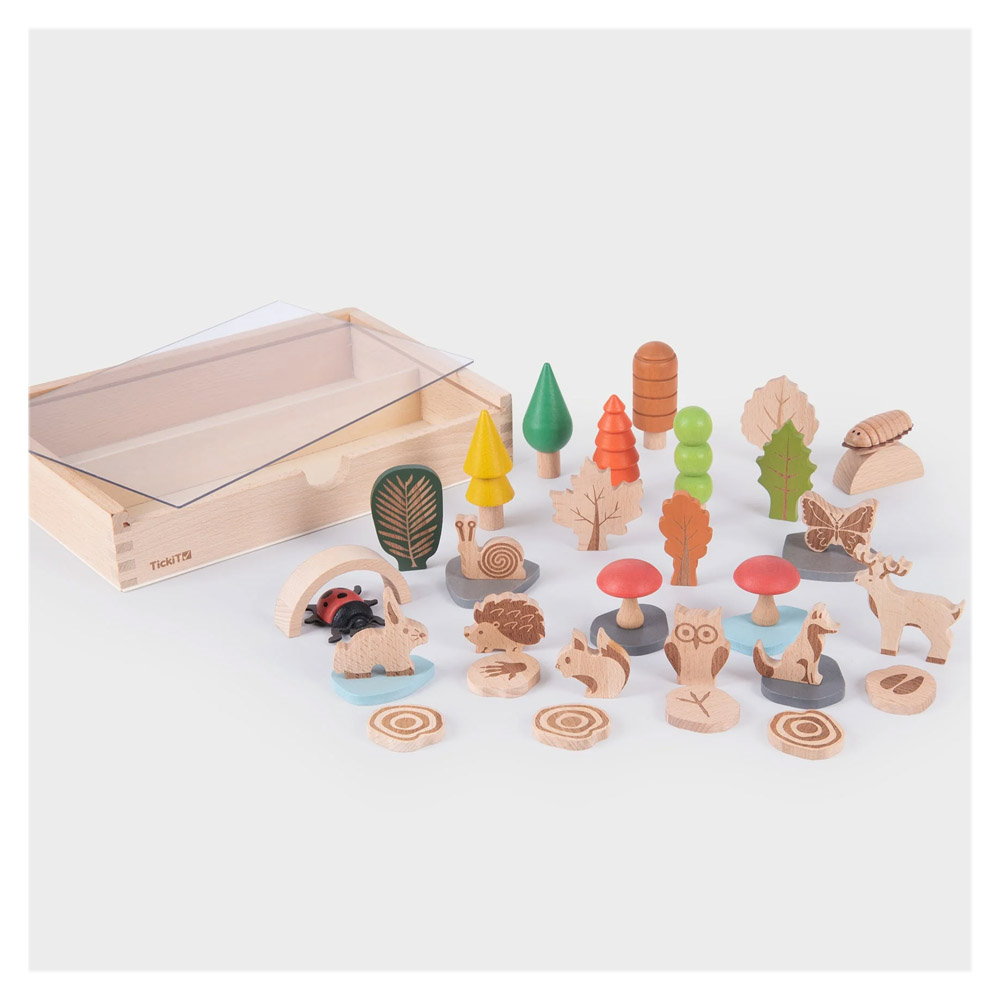 Woodland, traseul din padure, set 36 piese din lemn, Tickit