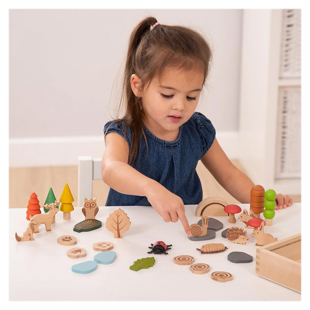 Woodland, traseul din padure, set 36 piese din lemn, Tickit
