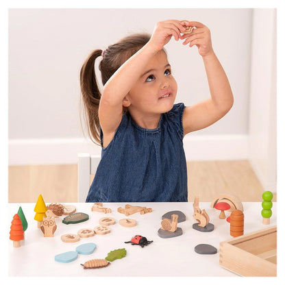 Woodland, traseul din padure, set 36 piese din lemn, Tickit