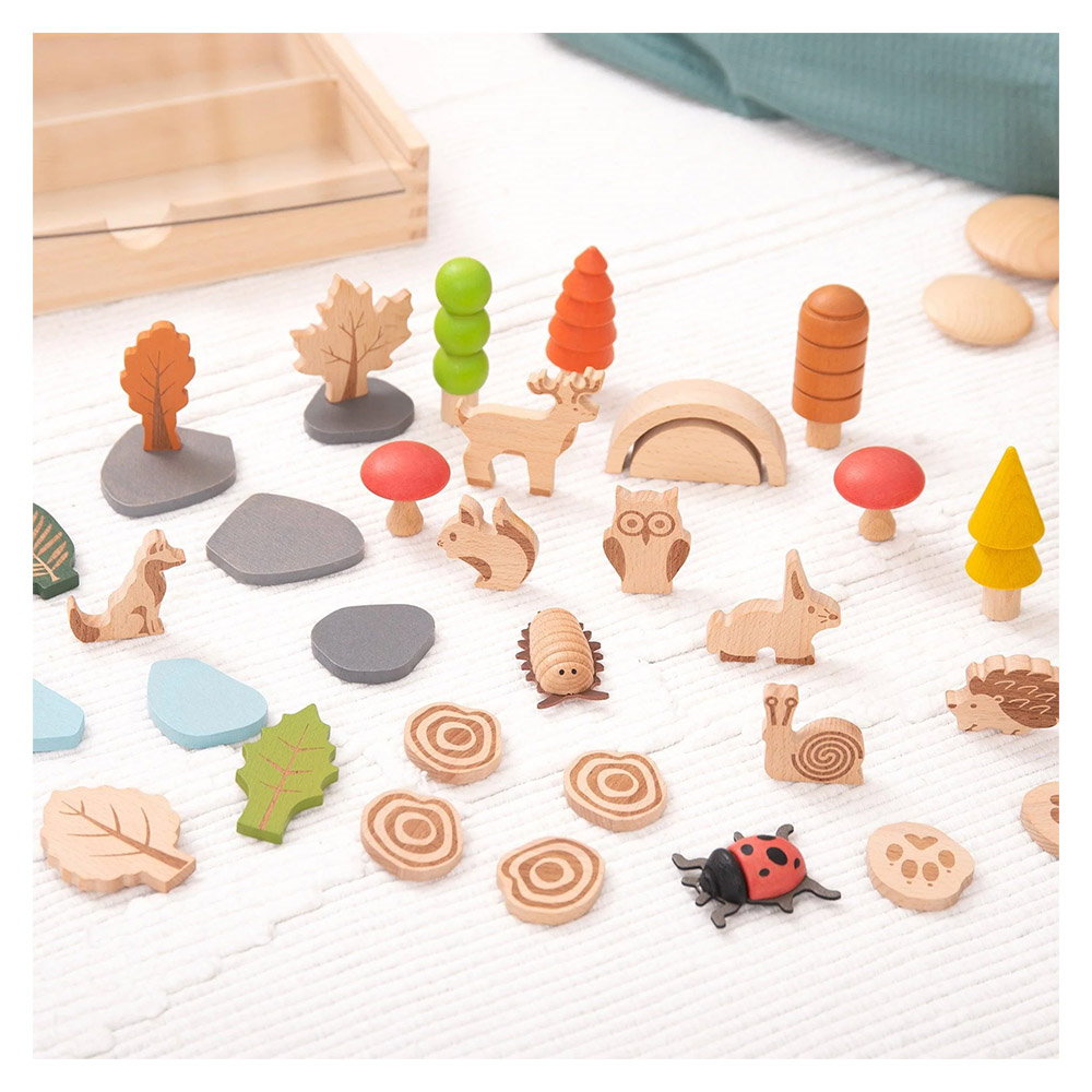 Woodland, traseul din padure, set 36 piese din lemn, Tickit