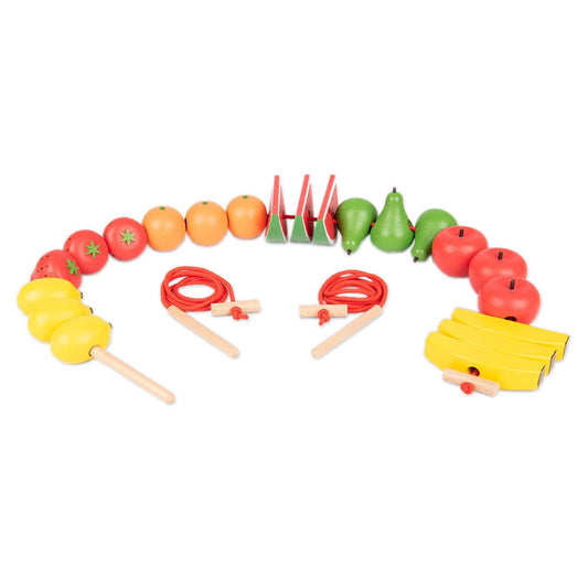 Set pentru insirat cu fructe mari din lemn, Tickit