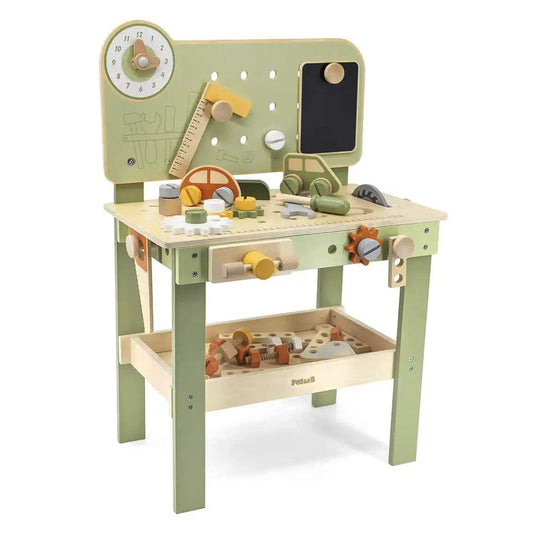 Banc de lucru din lemn cu accesorii, verde pastel, Viga Toys