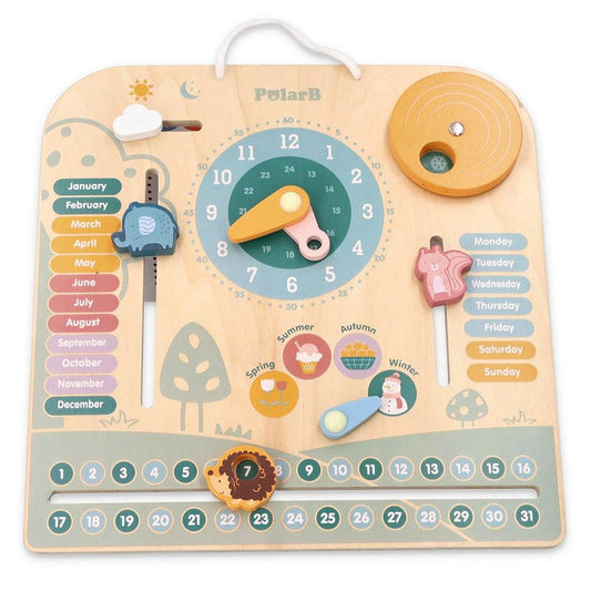 Calendar educativ din lemn in lb. engleza, PolarB, Viga Toys