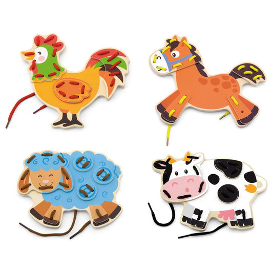 Joc cu sireturi Animale de ferma - Viga, Viga Toys