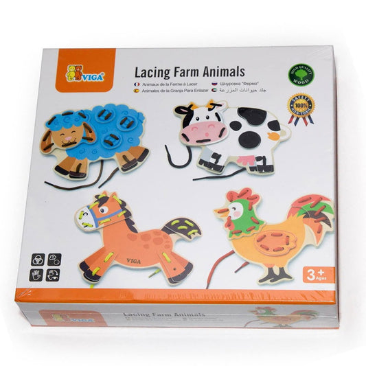 Joc cu sireturi Animale de ferma - Viga, Viga Toys