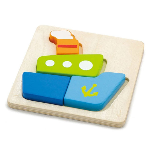 Puzzle incastru din lemn, Vapor, Viga Toys