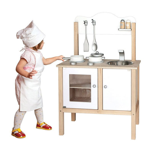 Bucatarie din lemn pentru copii, Alb, Viga Toys