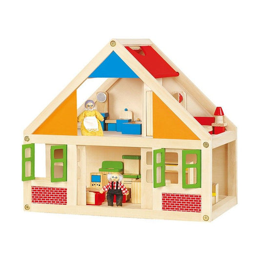 Casuta de papusi din lemn cu mansarda Viga, Viga Toys