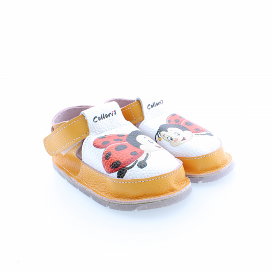 Pantofi / Sandale personalizate din piele naturala cu print digital - Buburuza