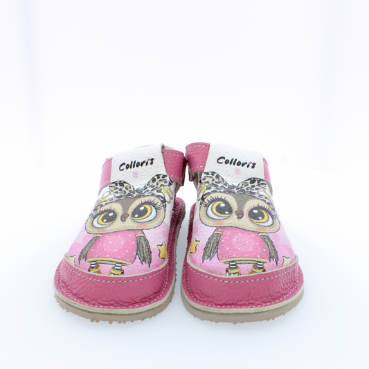 Pantofi / Sandale personalizate din piele naturala cu print digital - Bufnita