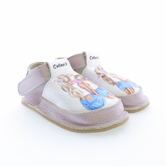 Pantofi / Sandale personalizate din piele naturala cu print digital - Fata mamei