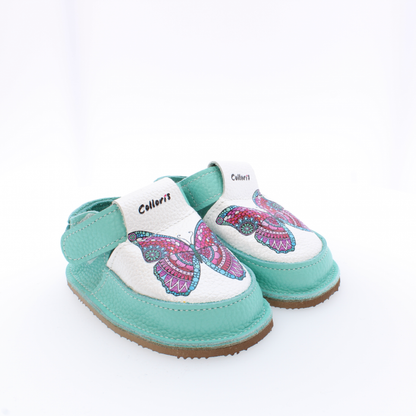 Pantofi / Sandale personalizate din piele naturala cu print digital - Fluture