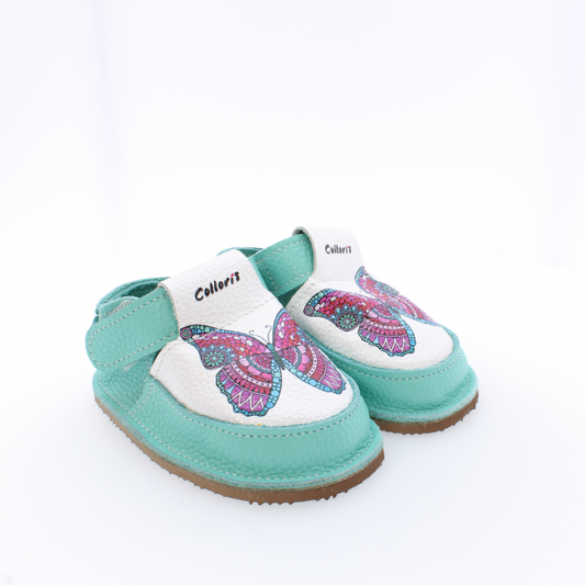 Pantofi / Sandale personalizate din piele naturala cu print digital - Fluture