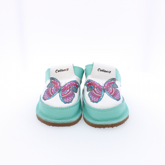 Pantofi / Sandale personalizate din piele naturala cu print digital - Fluture