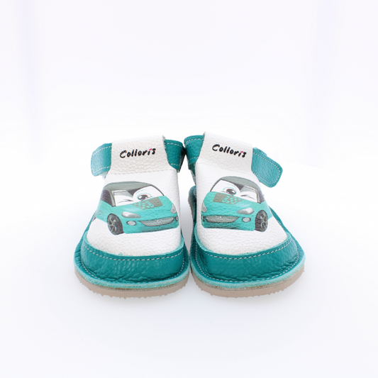 Pantofi / Sandale personalizate din piele naturala cu print digital - Masina