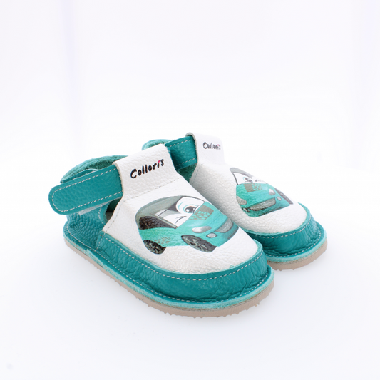 Pantofi / Sandale personalizate din piele naturala cu print digital - Masina