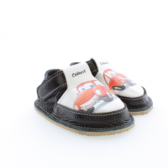 Pantofi / Sandale personalizate din piele naturala cu print digital - Masina vesela
