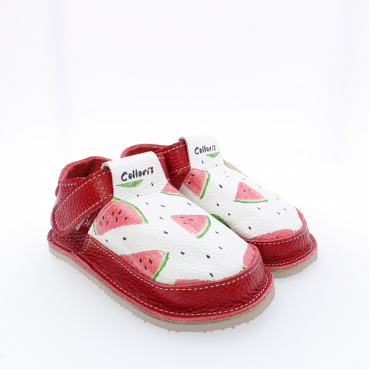 Pantofi / Sandale personalizate din piele naturala cu print digital - Pepene rosu