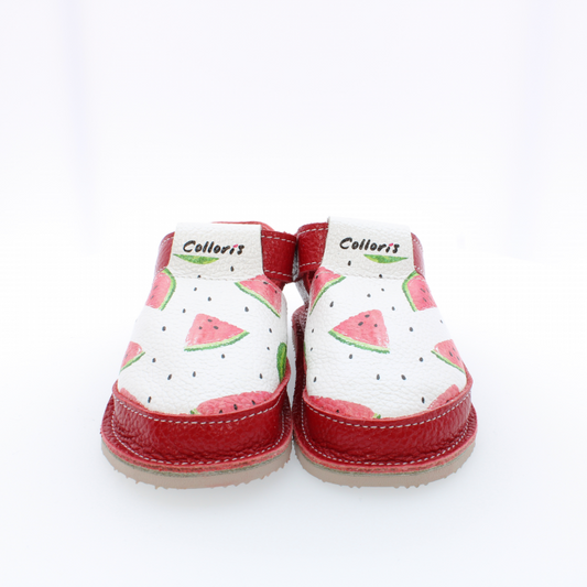 Pantofi / Sandale personalizate din piele naturala cu print digital - Pepene rosu