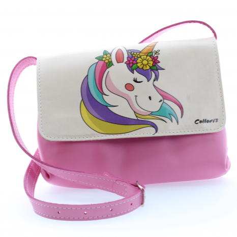 poseta pentru fetite din piele model roz unicorn