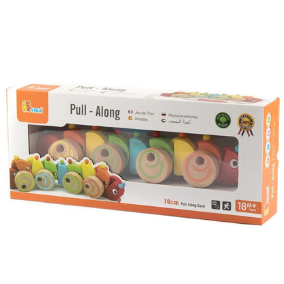Jucarie de tras din lemn Omida colorata, Viga Toys