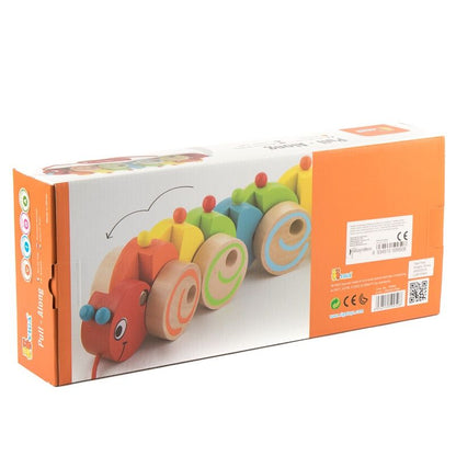 Jucarie de tras din lemn Omida colorata, Viga Toys